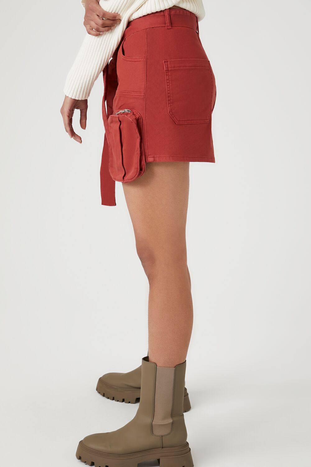  Forever 21 Twill Utility Cargo Mini Skirt - brick - Bonton