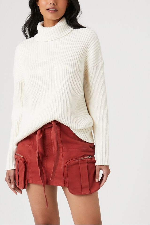  Forever 21 Twill Utility Cargo Mini Skirt - brick - Bonton