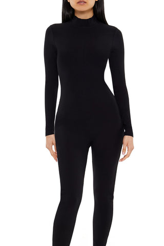 Fitted Mock Neck Jumpsuit