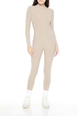 Fitted Mock Neck Jumpsuit