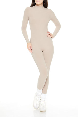 Fitted Mock Neck Jumpsuit