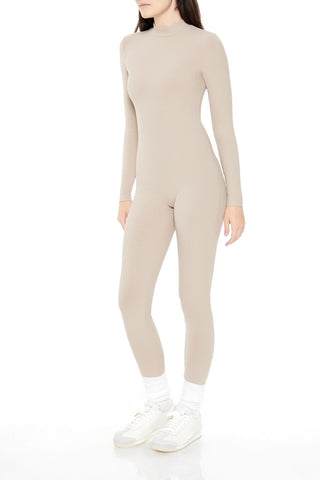 Fitted Mock Neck Jumpsuit