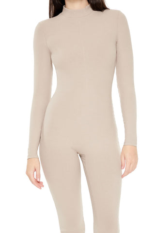 Fitted Mock Neck Jumpsuit