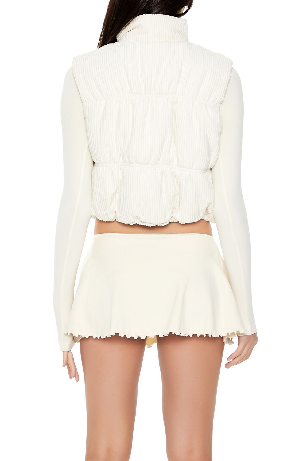  Forever 21 Cropped Funnel Neck Corduroy Vest - camel - Bonton