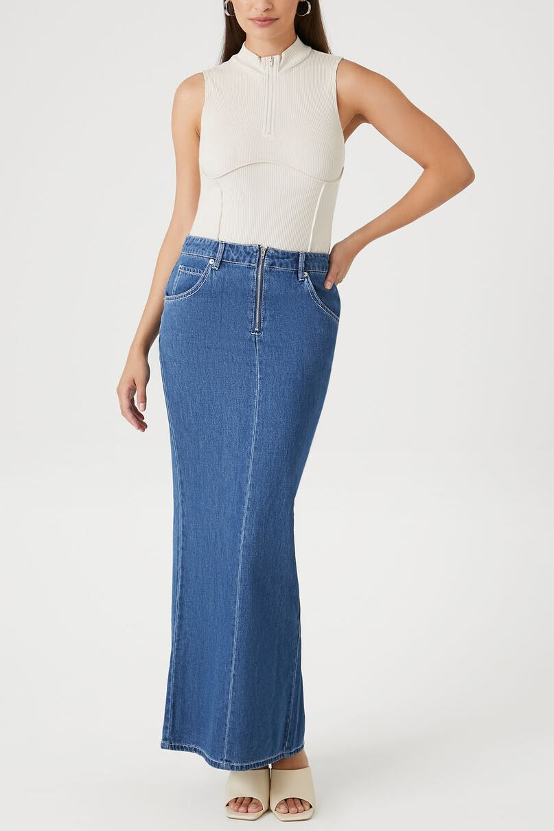  Forever 21 Ribbed Half-Zip Bodysuit - birch - Bonton