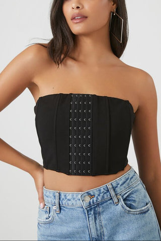 Hook-and-Eye Cropped Tube Top