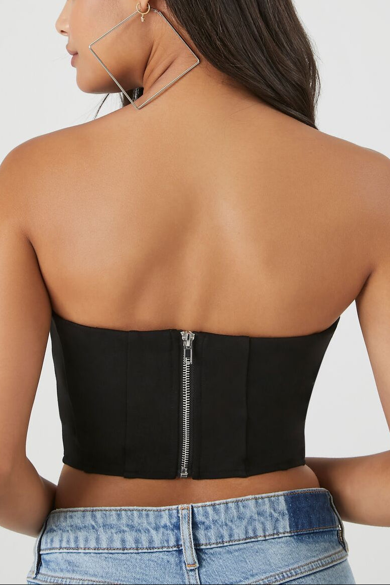  Forever 21 Hook-and-Eye Cropped Tube Top - black - Bonton
