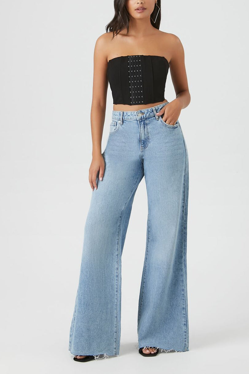  Forever 21 Hook-and-Eye Cropped Tube Top - black - Bonton