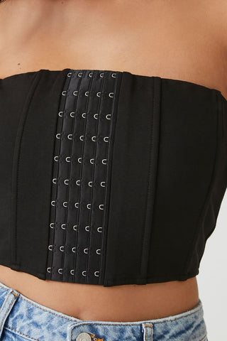 Hook-and-Eye Cropped Tube Top