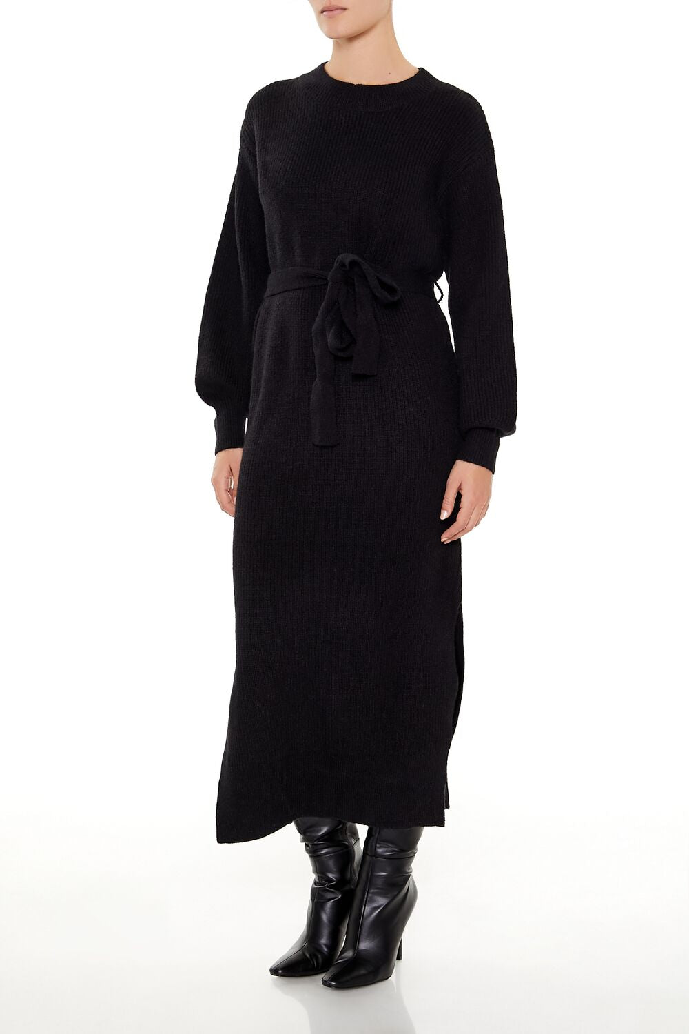  Forever 21 Tie-Front Midi Sweater Dress - taupe - Bonton