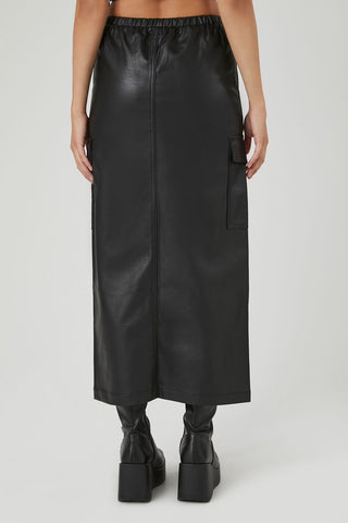 Faux Leather Maxi Slit Skirt