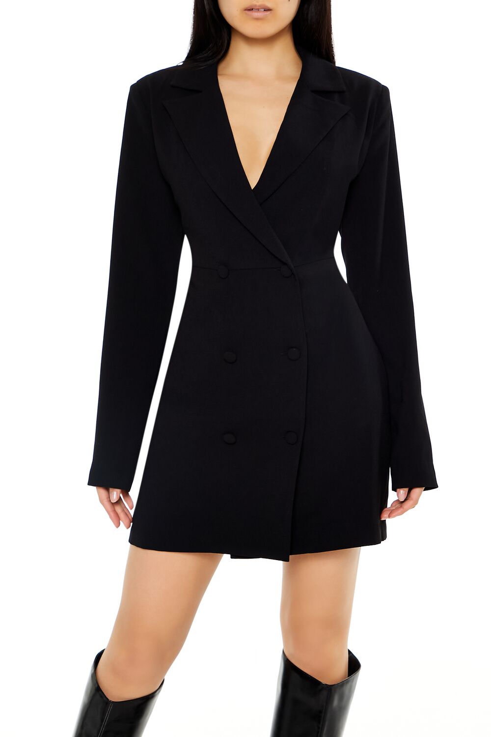  Forever 21 Double-Breasted Blazer Dress - black-swatch - Bonton