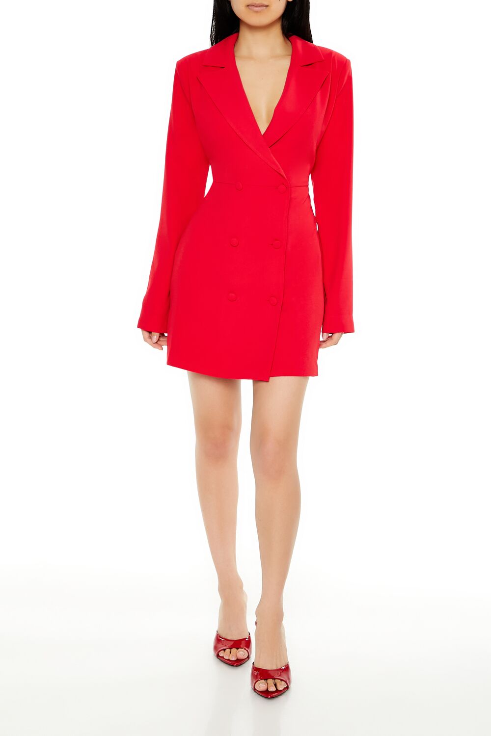  Forever 21 Double-Breasted Blazer Dress - black-swatch - Bonton