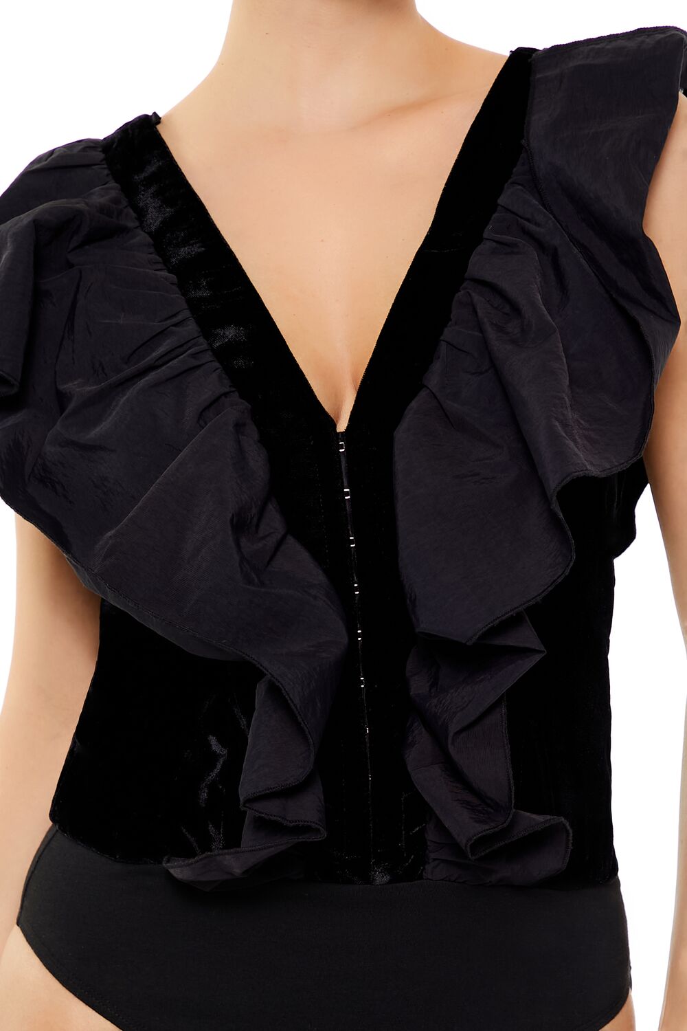  Forever 21 Ruffle Butterfly-Sleeve Bodysuit - black - Bonton