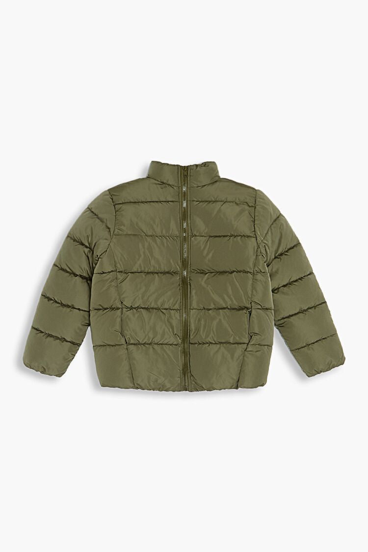  Forever 21 Girls Funnel Neck Puffer Jacket (Kids) - light-olive-swatch - Bonton