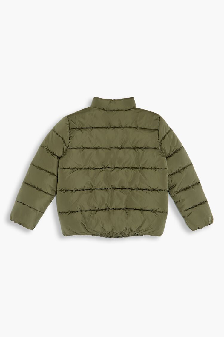  Forever 21 Girls Funnel Neck Puffer Jacket (Kids) - light-olive-swatch - Bonton