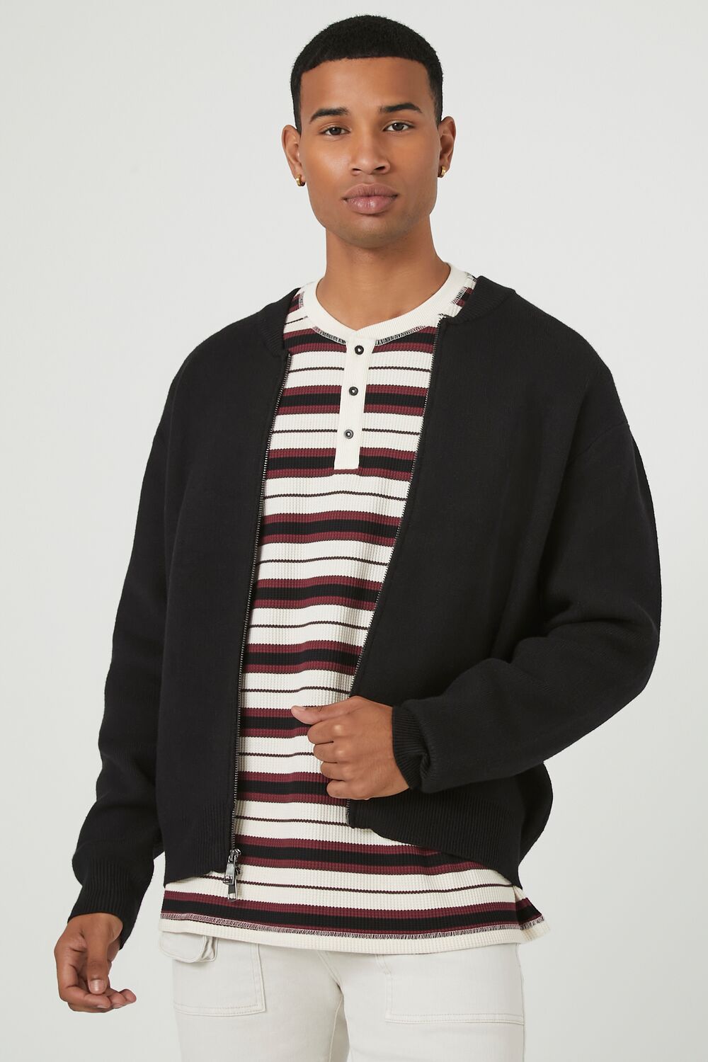  Forever 21 Zip-Up Bomber Jacket - black - Bonton