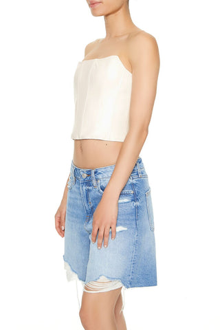Cropped Faux Leather Tube Top