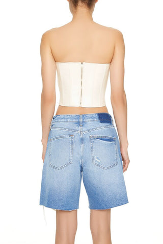 Cropped Faux Leather Tube Top