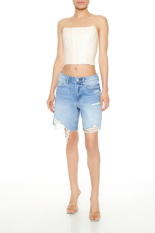 Cropped Faux Leather Tube Top