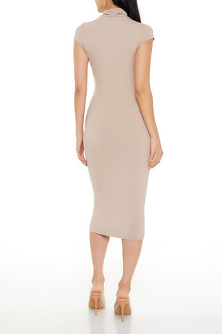 Turtleneck Bodycon Contour Sculpt Midi Dress
