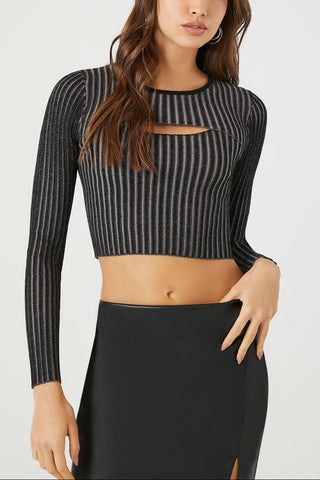 Cutout Sweater-Knit Crop Top
