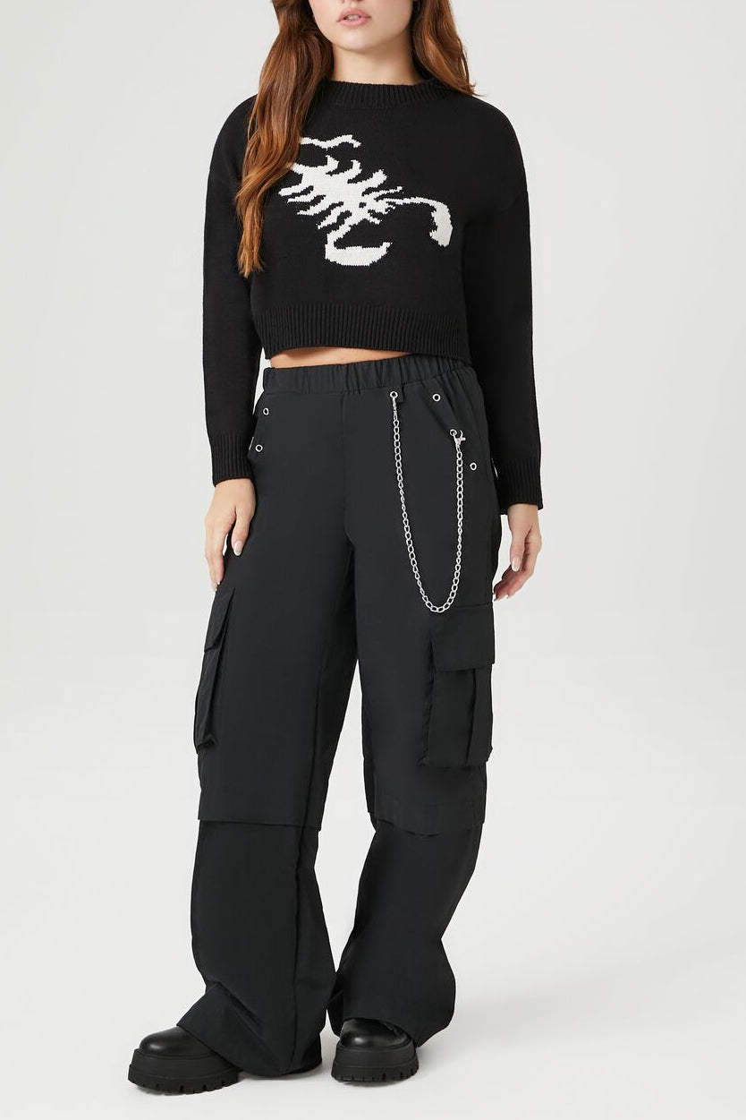  Forever 21 Scorpion Cropped Sweater - white multi - Bonton