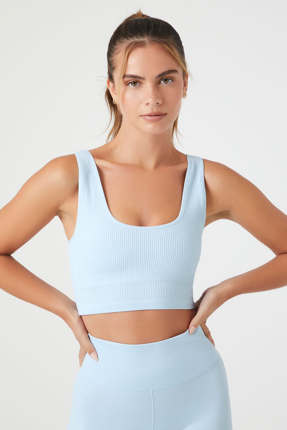  Forever 21 Seamless Longline Sports Bra - light blue - Bonton