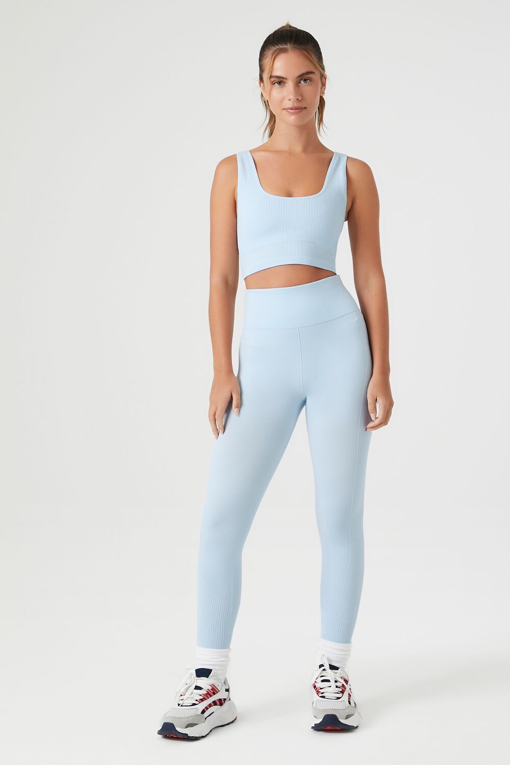  Forever 21 Seamless Longline Sports Bra - light blue - Bonton