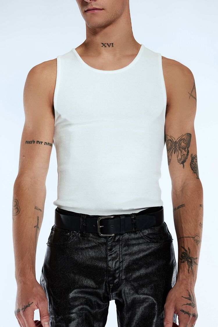 Forever 21 Ribbed Knit Tank Top - white - Bonton