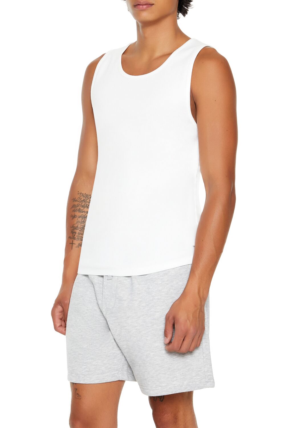  Forever 21 Ribbed Knit Tank Top - white - Bonton