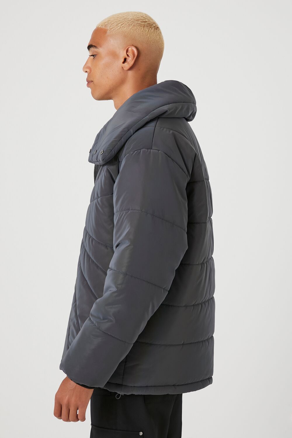  Forever 21 Reflective Quilted Puffer Jacket - grey - Bonton
