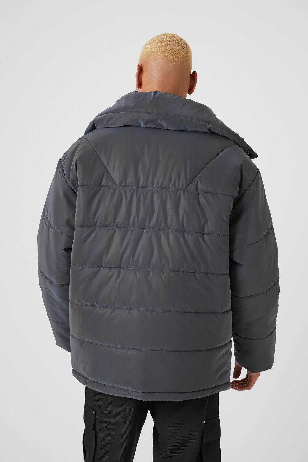  Forever 21 Reflective Quilted Puffer Jacket - grey - Bonton