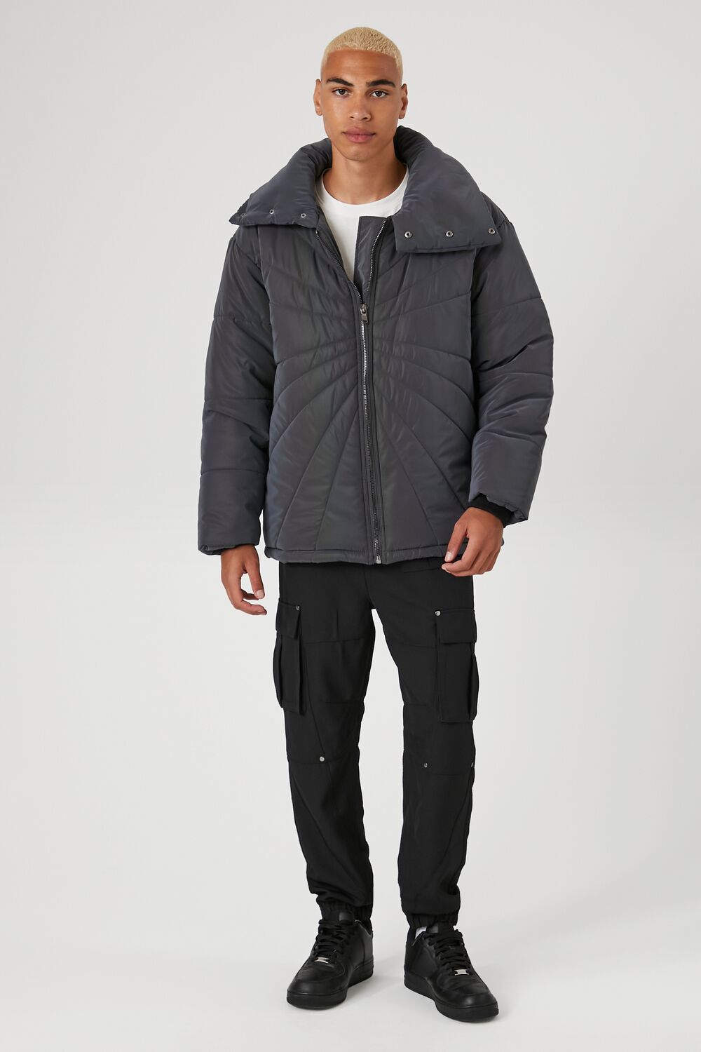  Forever 21 Reflective Quilted Puffer Jacket - grey - Bonton