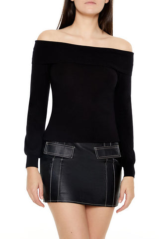 Fitted Off-the-Shoulder Sweater