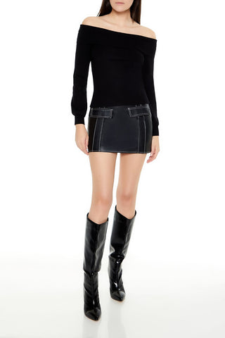 Fitted Off-the-Shoulder Sweater