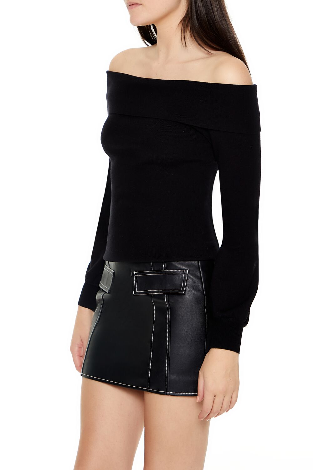  Forever 21 Fitted Off-the-Shoulder Sweater - verdant green - Bonton