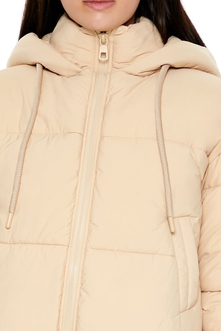  Forever 21 Hooded Quilted Puffer Jacket - desert-sand-swatch - Bonton