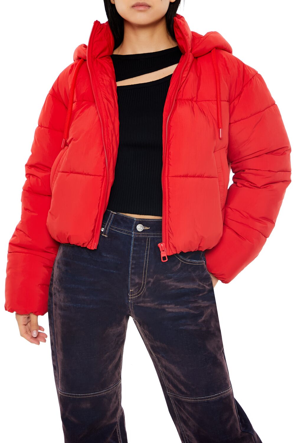  Forever 21 Hooded Quilted Puffer Jacket - desert-sand-swatch - Bonton