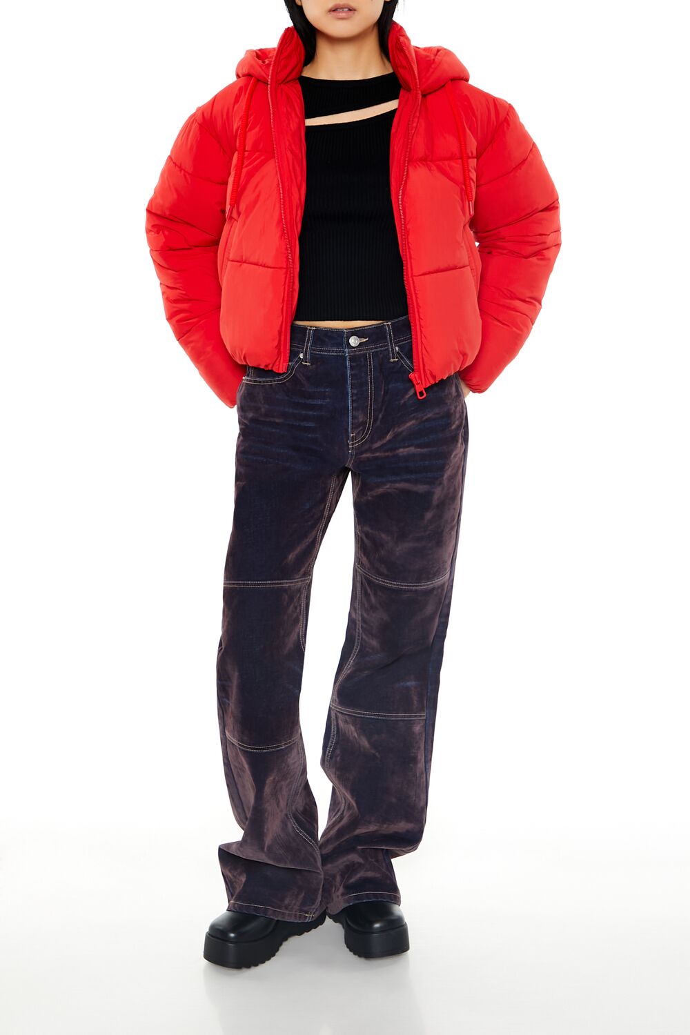  Forever 21 Hooded Quilted Puffer Jacket - desert-sand-swatch - Bonton