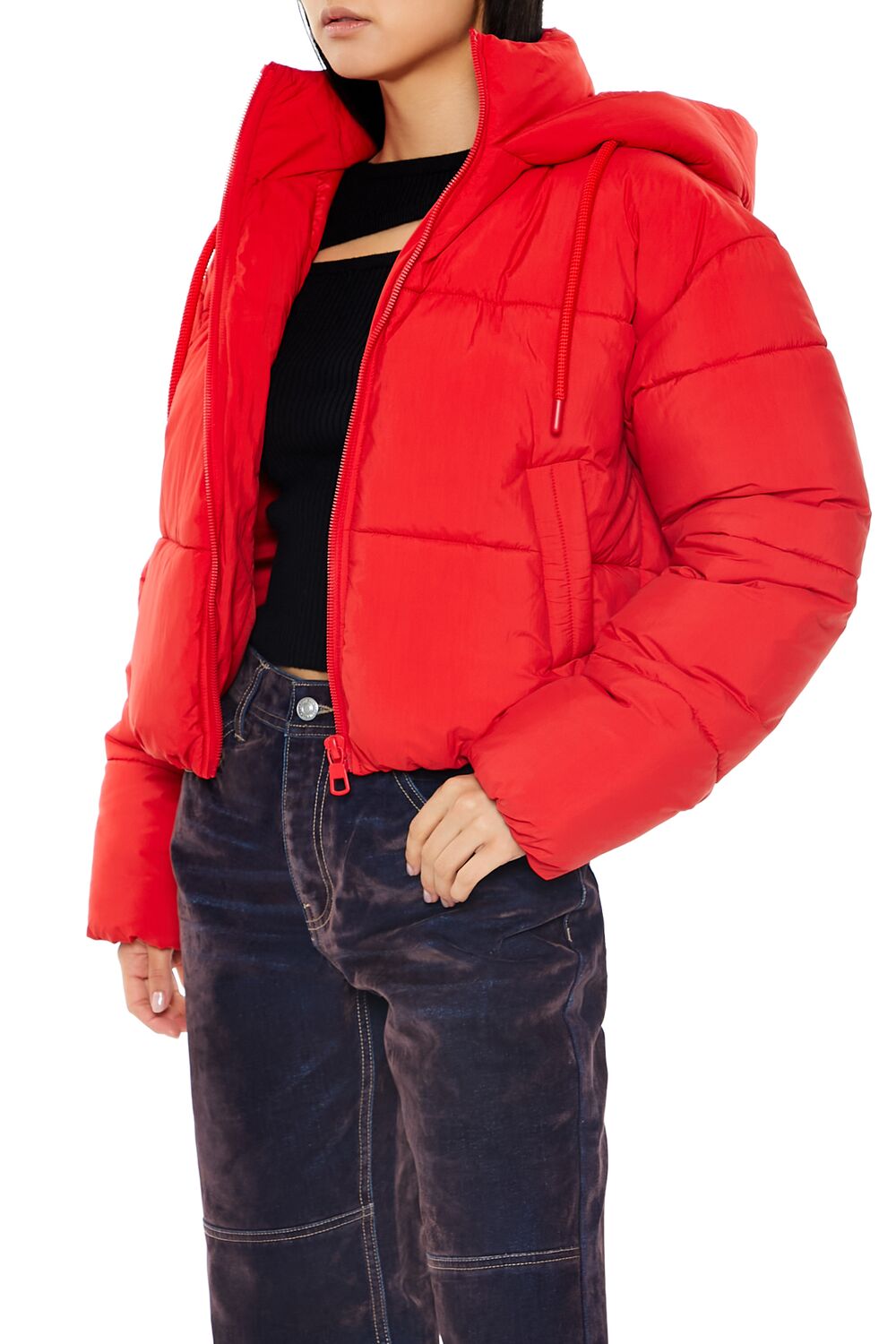  Forever 21 Hooded Quilted Puffer Jacket - desert-sand-swatch - Bonton