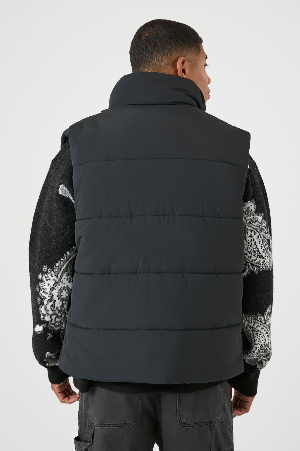  Forever 21 Unisex Funnel Neck Puffer Vest - black-swatch - Bonton