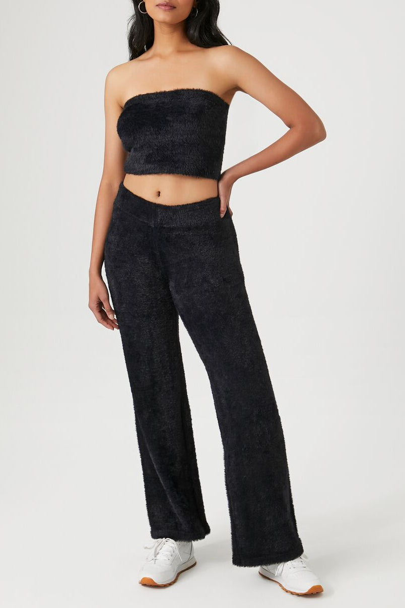  Forever 21 Fuzzy Sweater-Knit Tube Top - black - Bonton