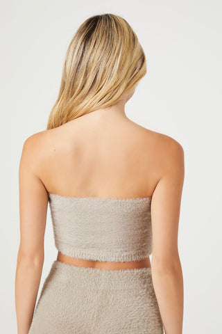 Fuzzy Sweater-Knit Tube Top
