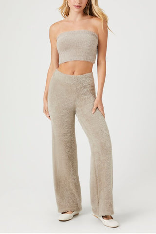 Fuzzy Sweater-Knit Tube Top