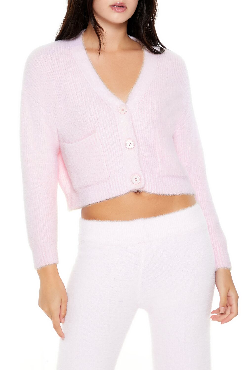  Forever 21 Fuzzy Cardigan Sweater - brown - Bonton