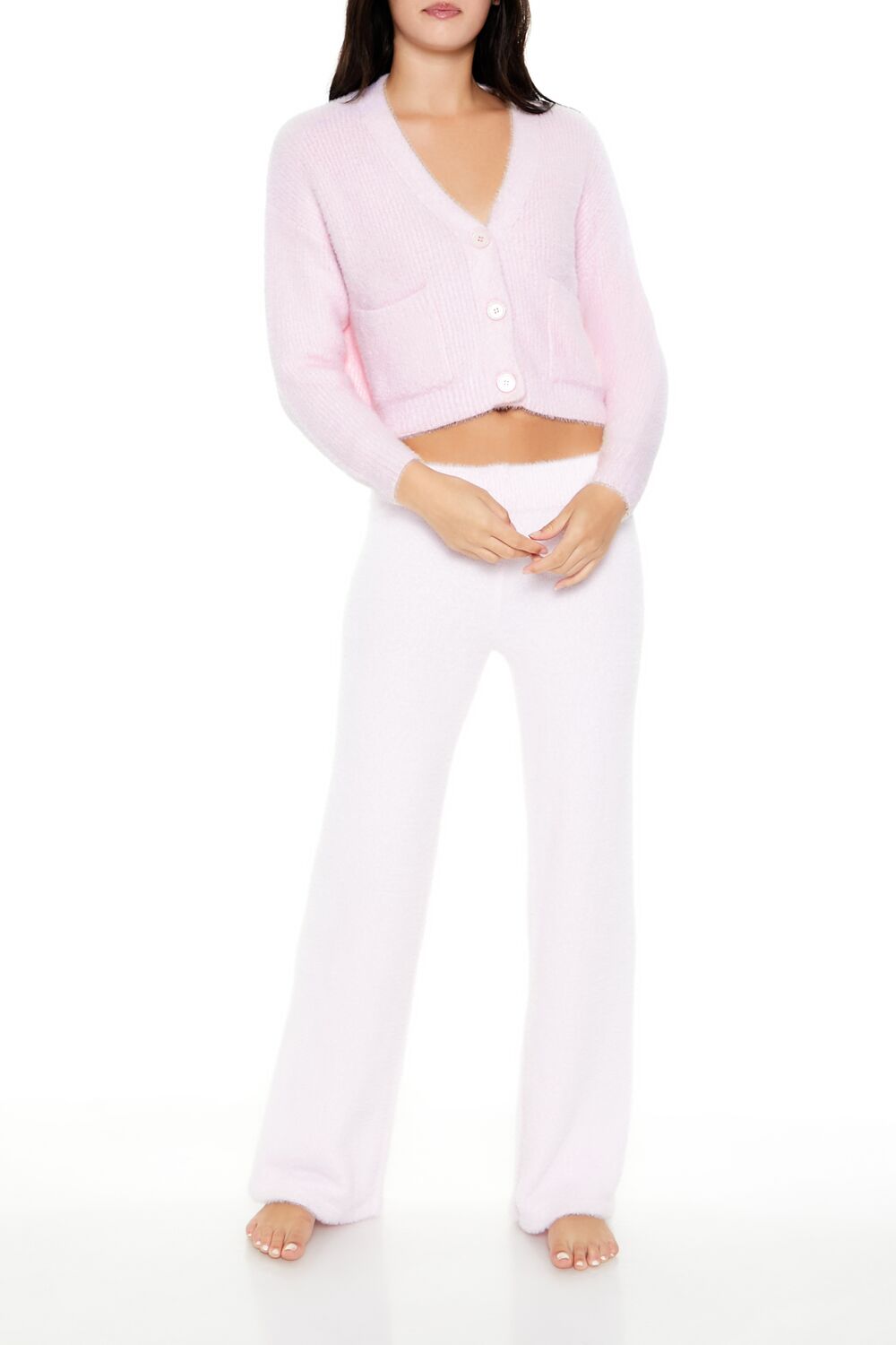  Forever 21 Fuzzy Cardigan Sweater - brown - Bonton