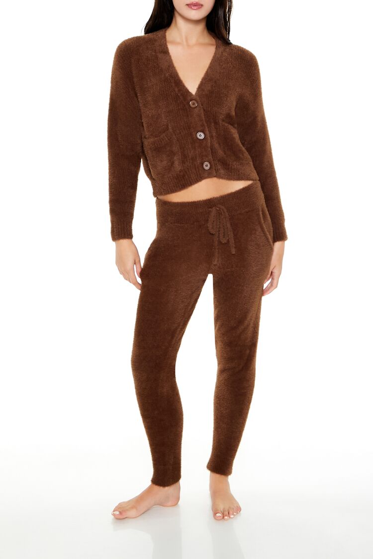  Forever 21 Fuzzy Cardigan Sweater - brown - Bonton
