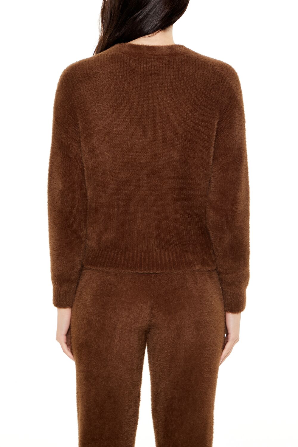  Forever 21 Fuzzy Cardigan Sweater - brown - Bonton