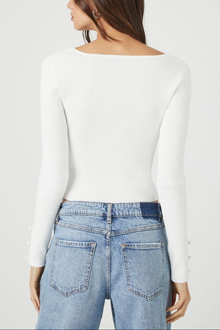 Sweater-Knit Scoop-Neck Crop Top
